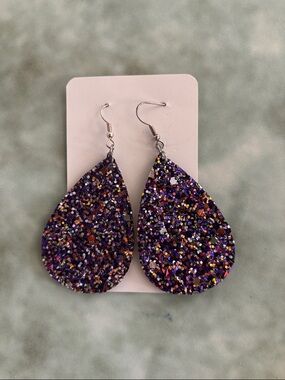 Purple glitter earrings